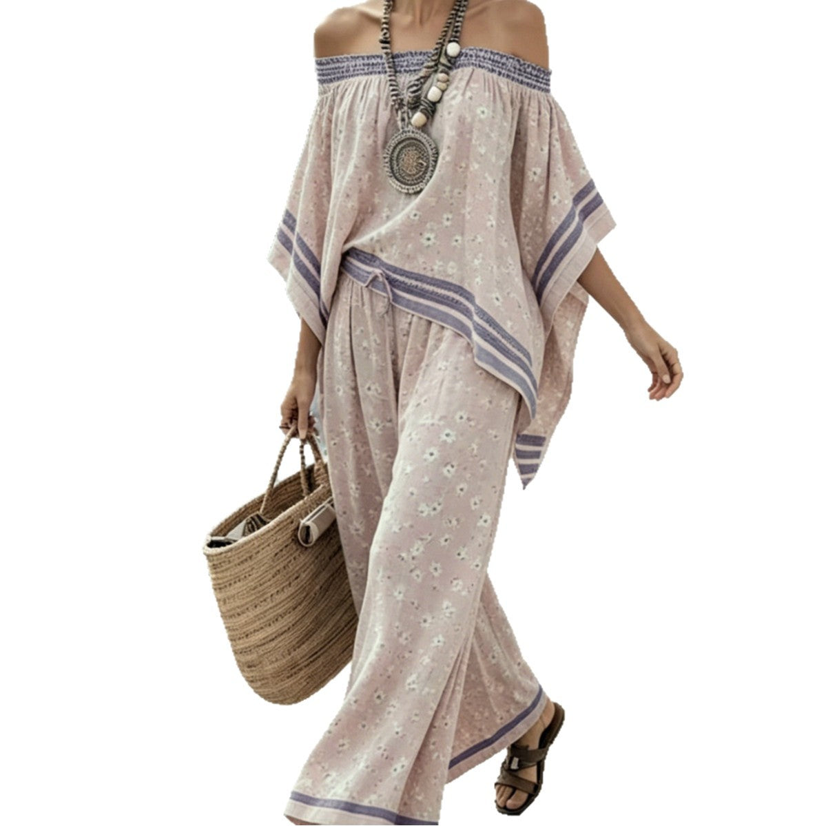 Set donna monospalla con pantaloni ampi a vita alta - Moderno e chic