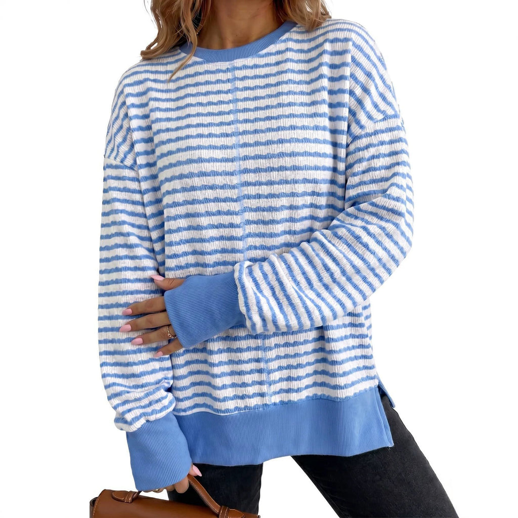 Jersey de rayas para mujer con aberturas - Informal y suave