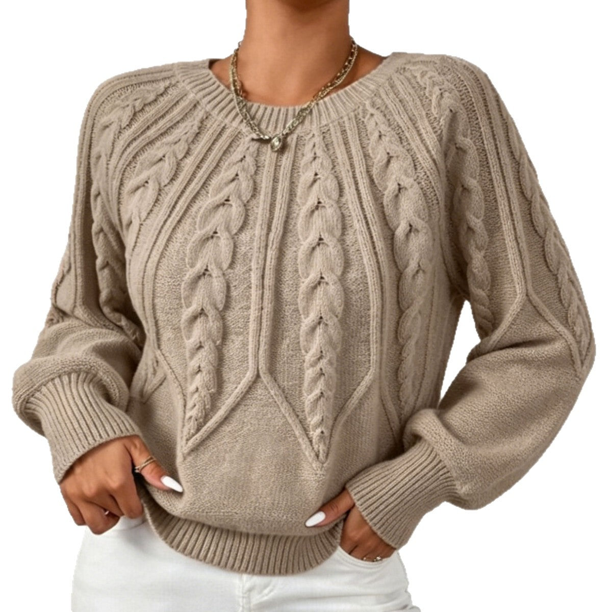 Suéter de mujer de cuello redondo con textura - Suave y versátil