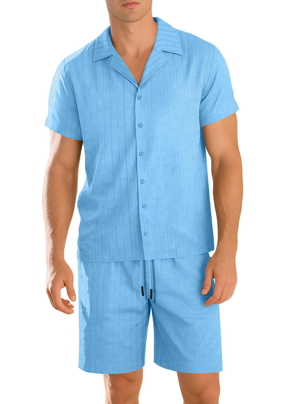 Completo casual da uomo con camicia e pantaloni – Completo resistente a maniche corte per tutti i giorni