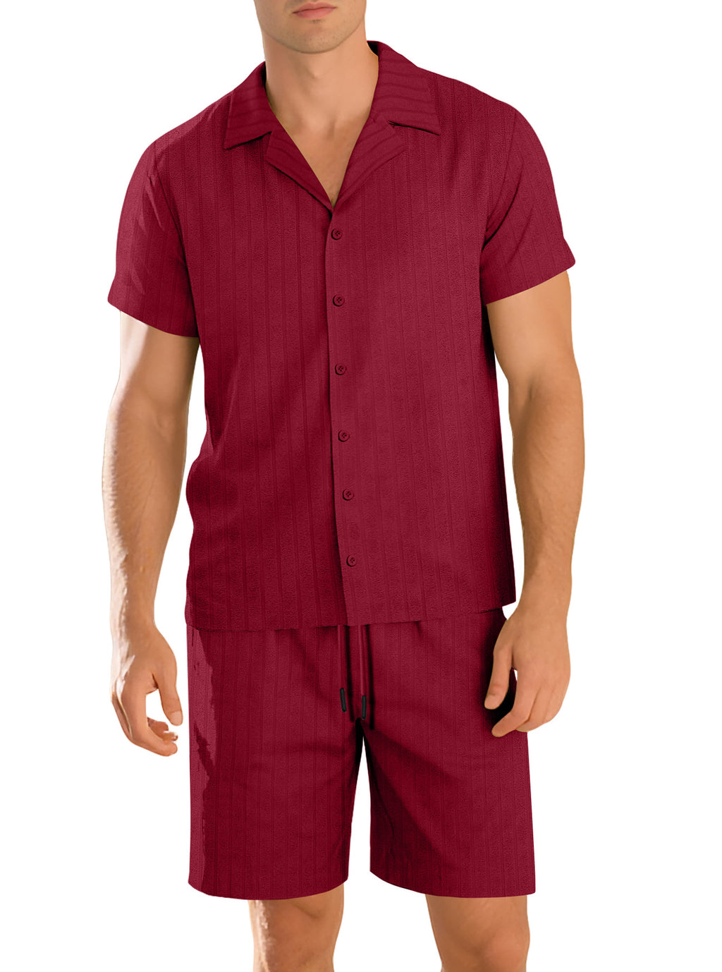 Completo casual da uomo con camicia e pantaloni – Completo resistente a maniche corte per tutti i giorni