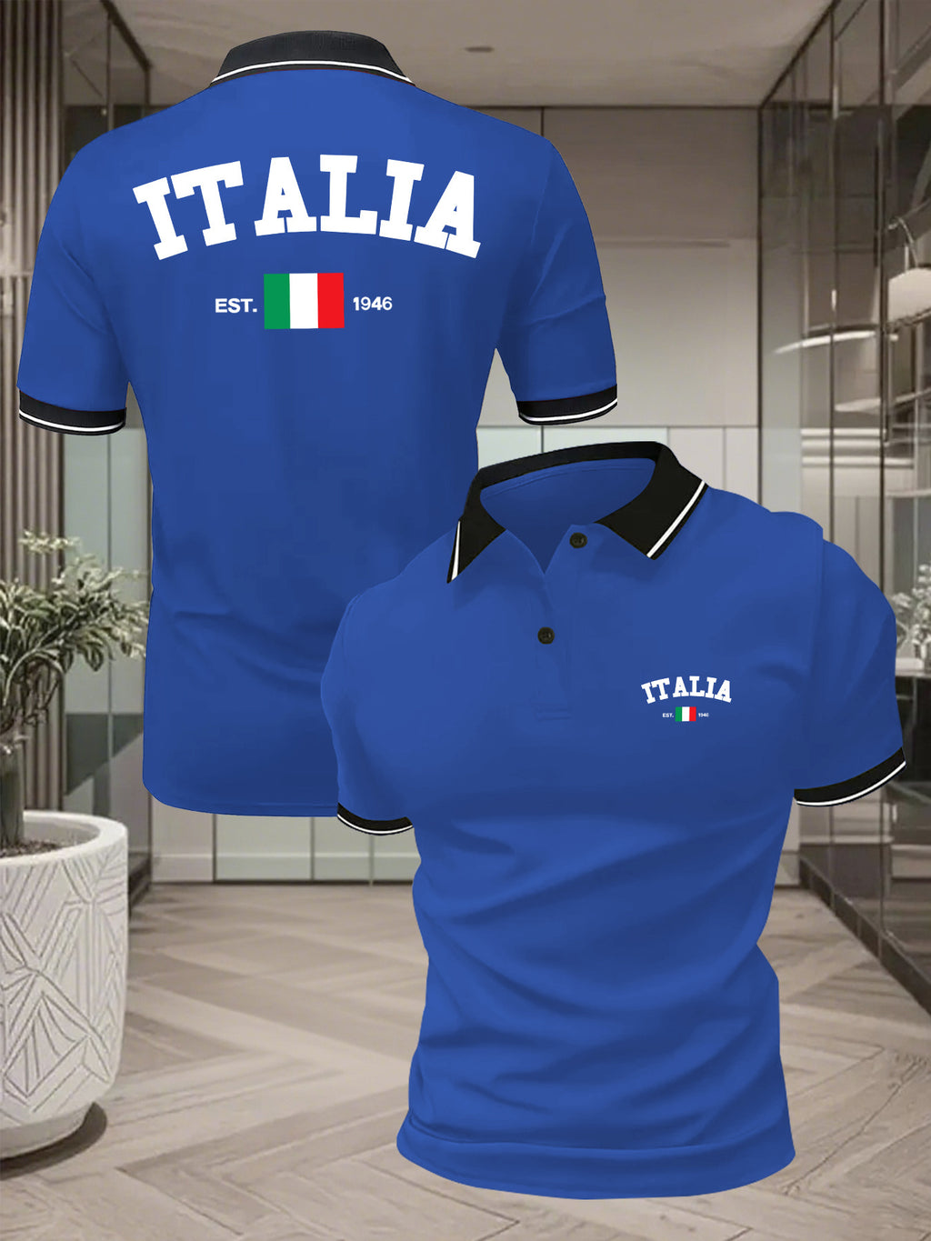Polo uomo a maniche corte con stampa italiana - Traspirante e versatile