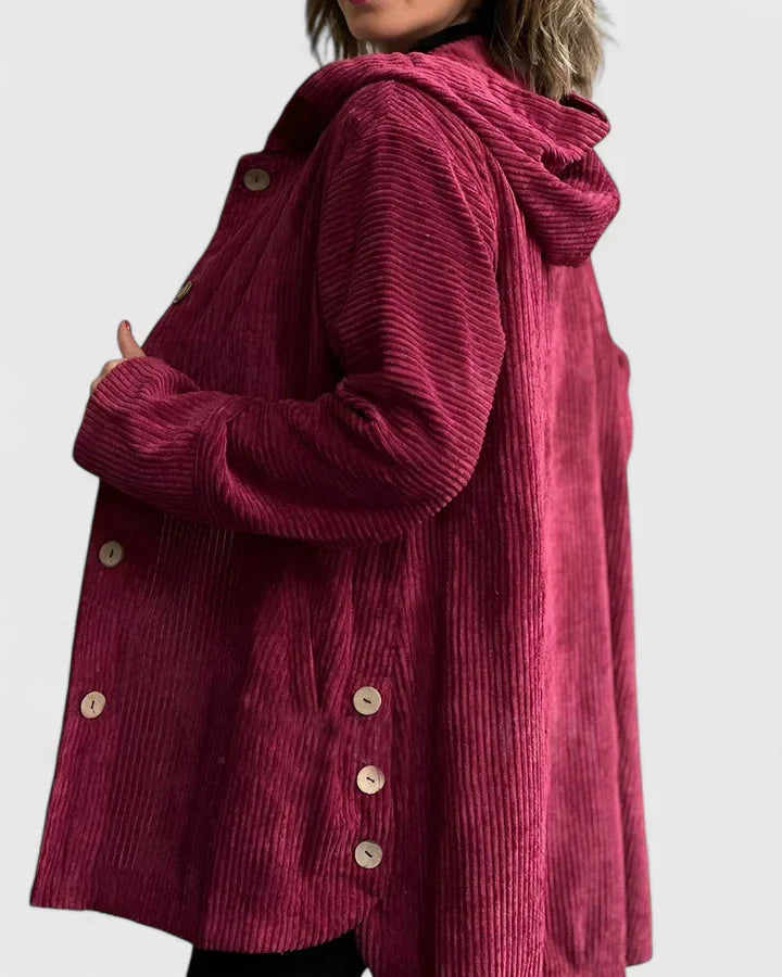 Giacca con cappuccio a coste da donna – Cappotto casual premium dalla vestibilità rilassata