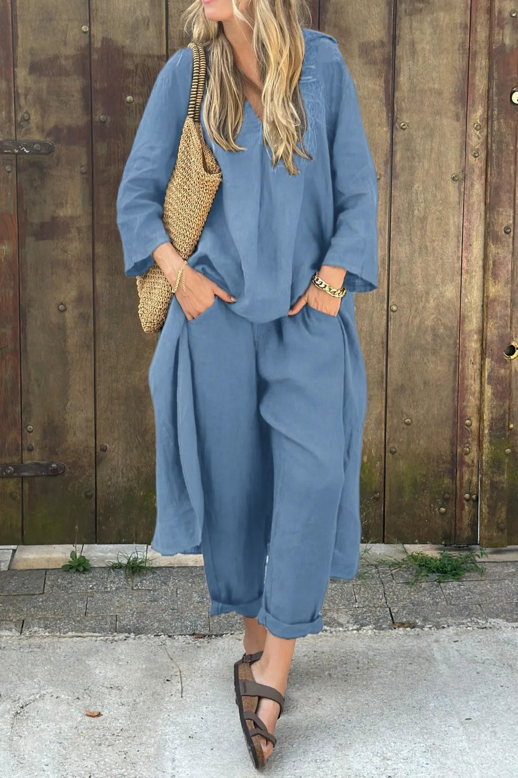 Completo tunica e pantaloni casual da donna - Completo estivo leggero