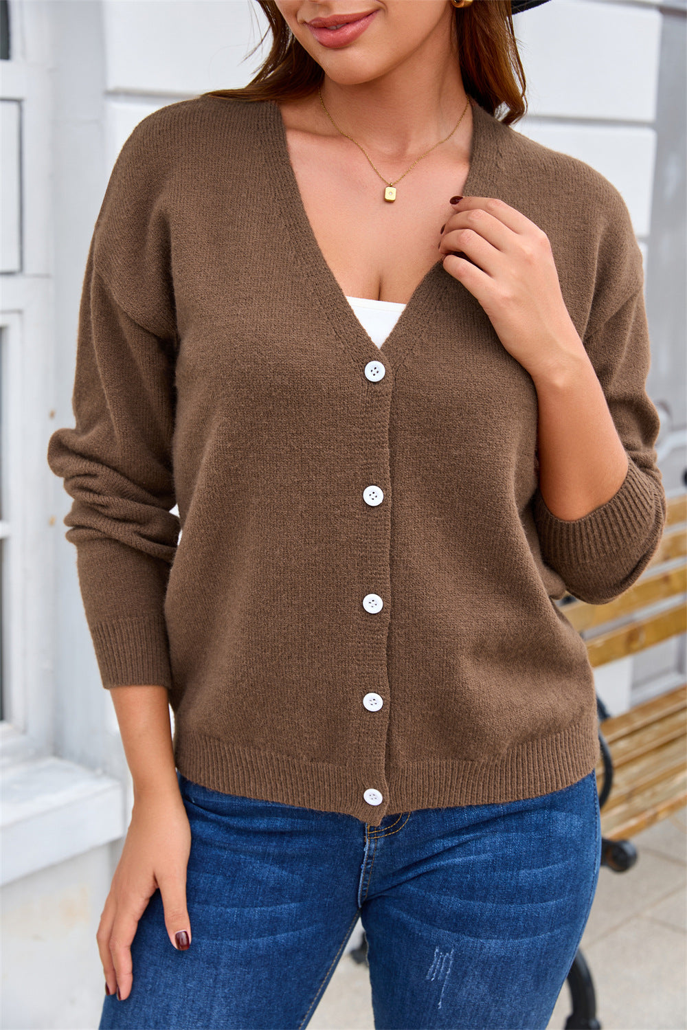 Cardigan giacca donna in maglia con bottoni - Morbido e versatile