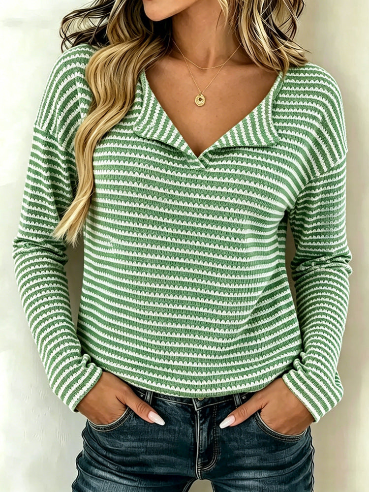 Camiseta de mujer casual multicolor de manga larga – estilo suave y cómodo para todos los días