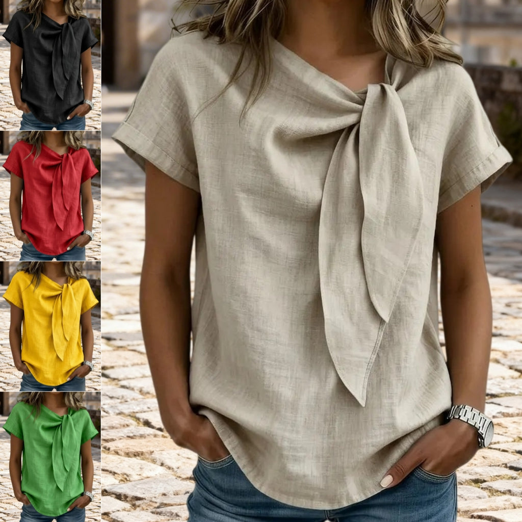 T-shirt donna a maniche corte in misto cotone leggero
