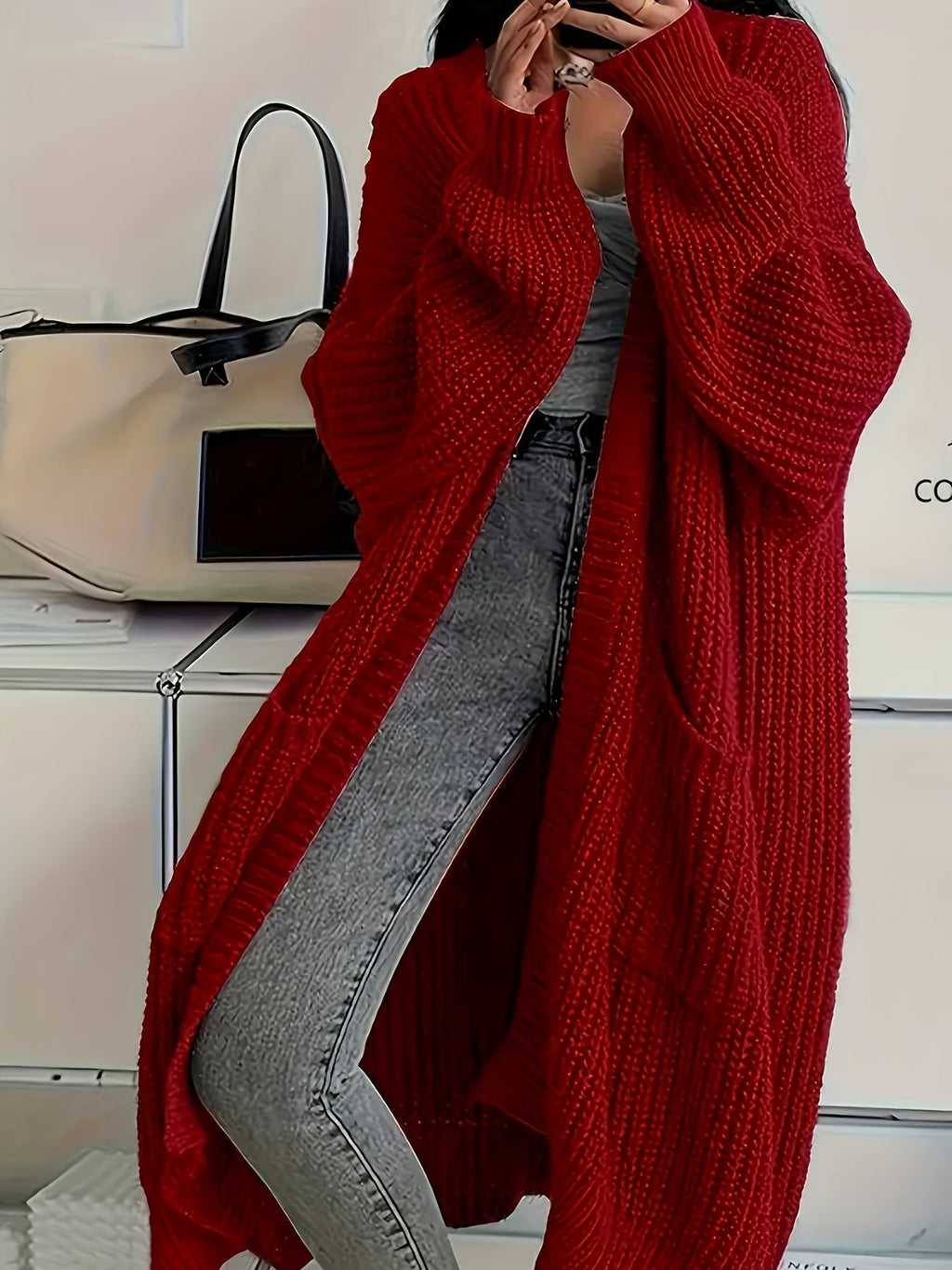 Cardigan aperto oversize da donna – Maglia lunga e comoda