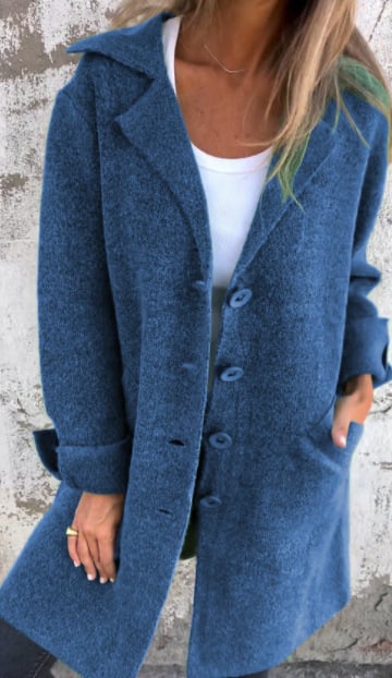 Giacca oversize in tweed da donna – Collo con revers dentellato e bottoni chic