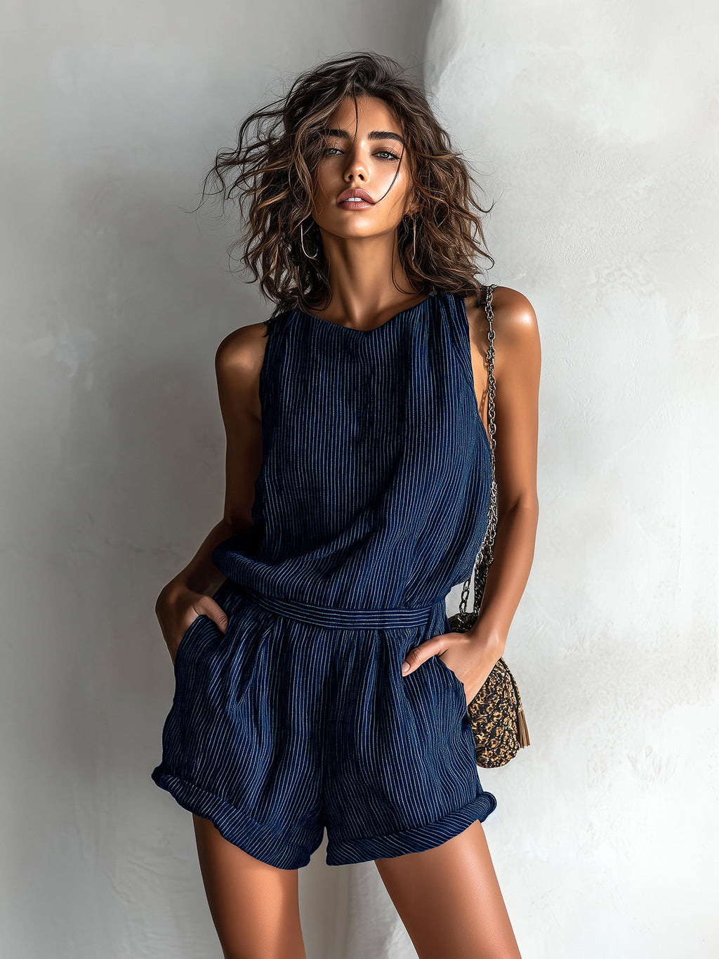 Tutina da donna in misto lino a righe - Fresca e casual