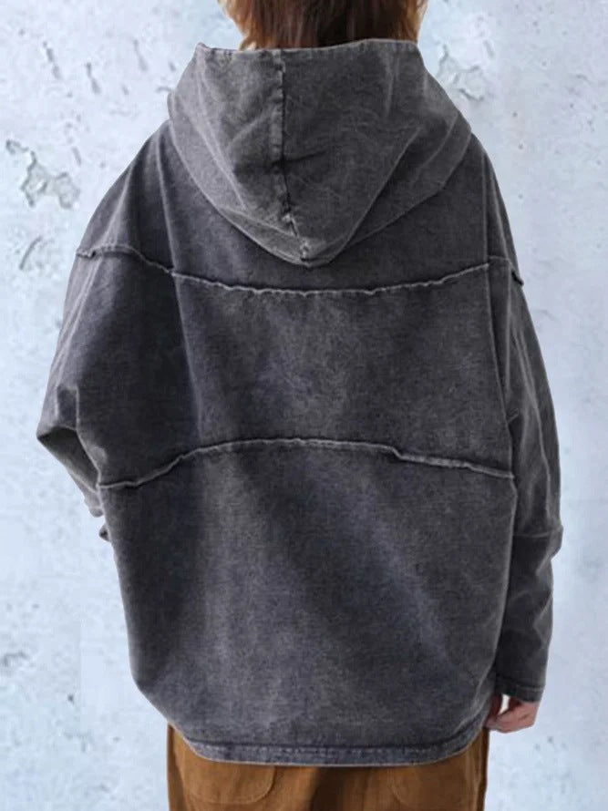 Sweat à capuche pour femme effet denim délavé – Casual et moderne