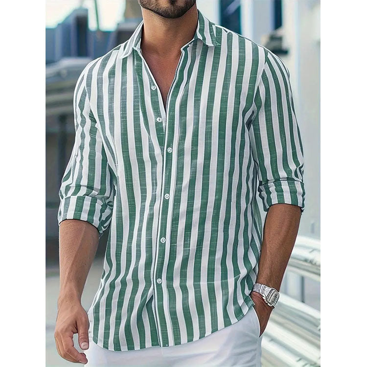 Camicia elegante a righe da uomo – Manica lunga stile casual e moderno