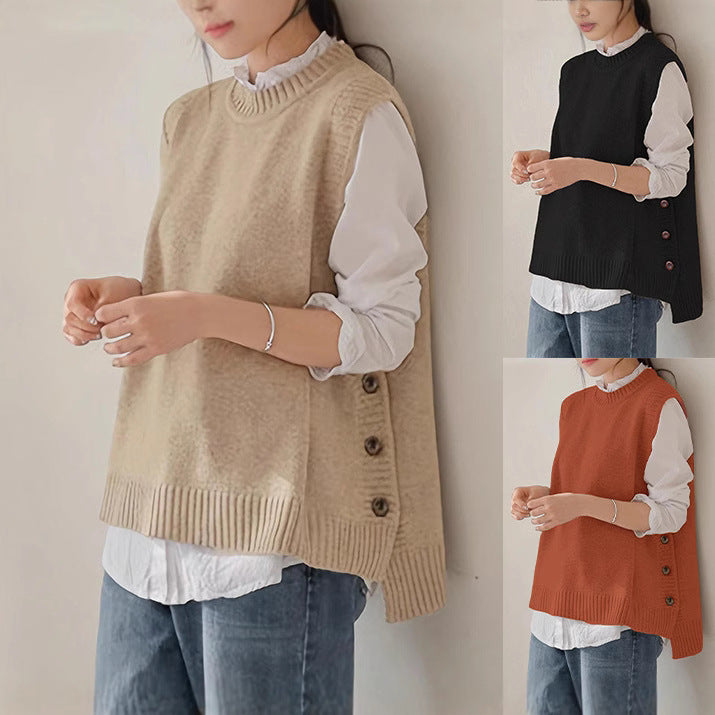 Gilet Donna in Maglia Senza Maniche – Stile Vintage Morbido da Sovrapporre
