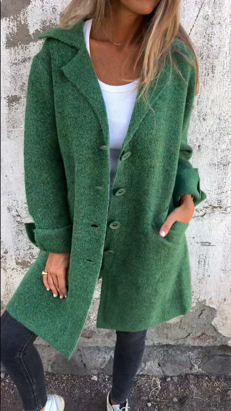 Giacca oversize in tweed da donna – Collo con revers dentellato e bottoni chic