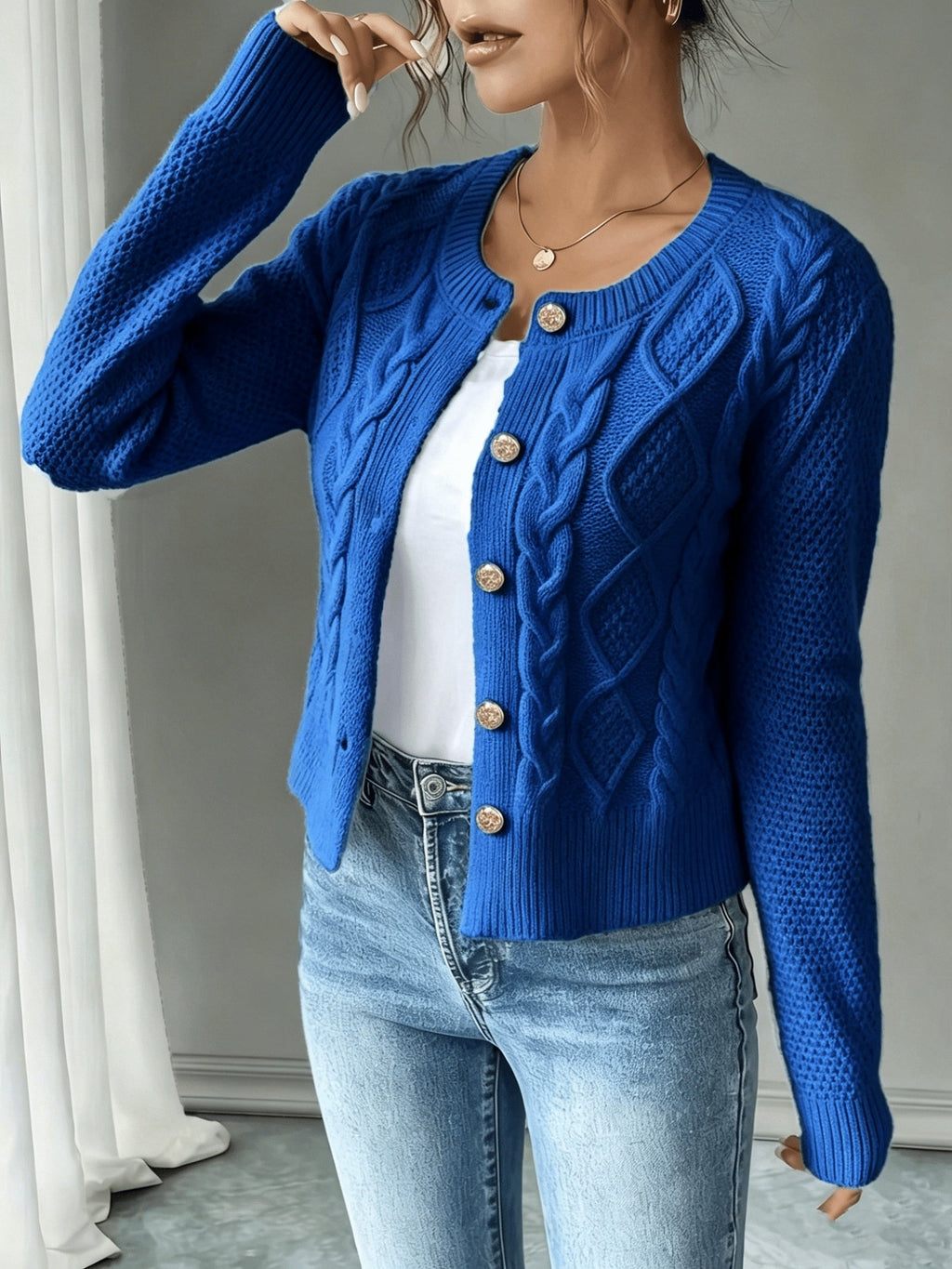Cardigan pour femme torsadé avec boutons - Élégant et doux