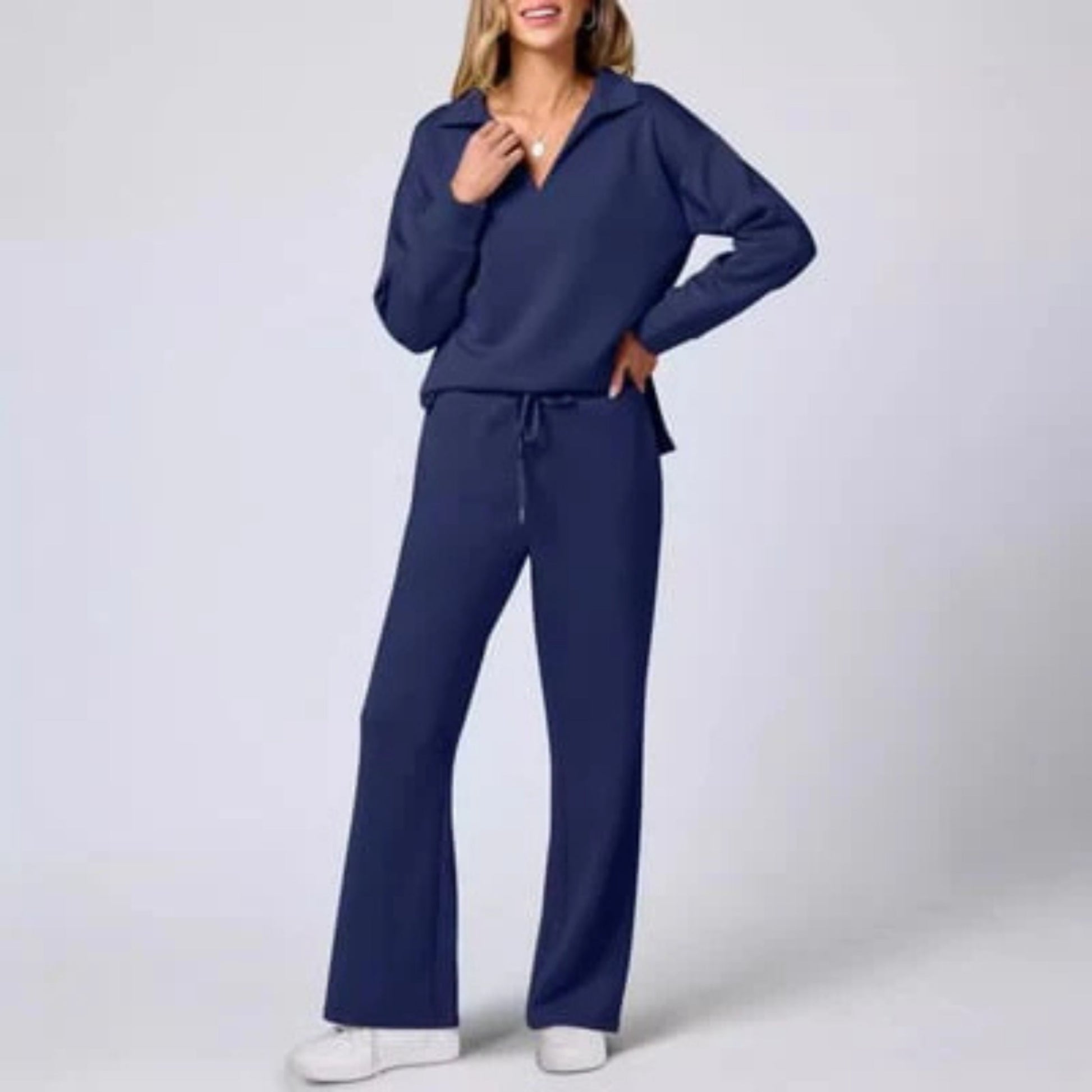 Completo casual da donna in due pezzi con scollo a V - Completo elegante e comodo