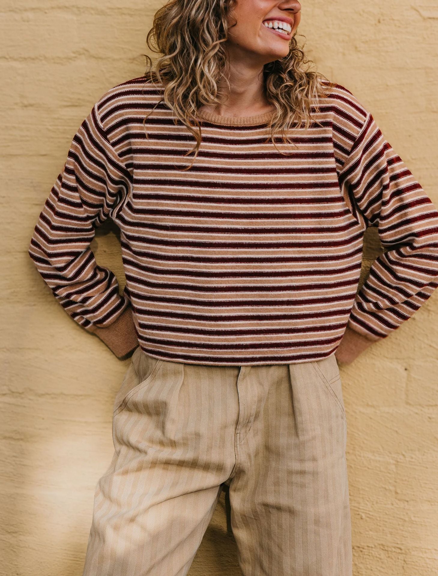 Pull femme rayé à blocs de couleurs en maille - Doux et moderne