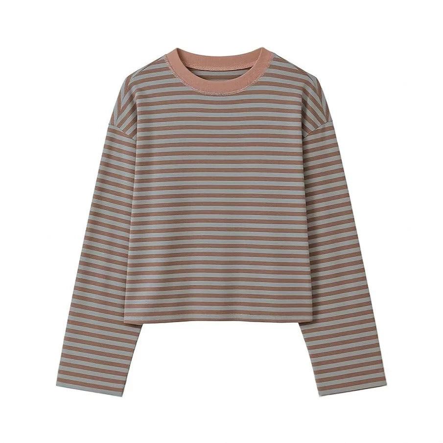 T-shirt da donna a righe color-block in stile rétro – Casual e vintage