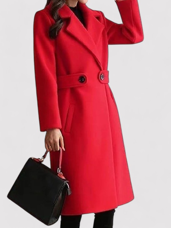 Elegante cappotto invernale in lana con fibbia e risvolti raffinati - perfetto per l'inverno
