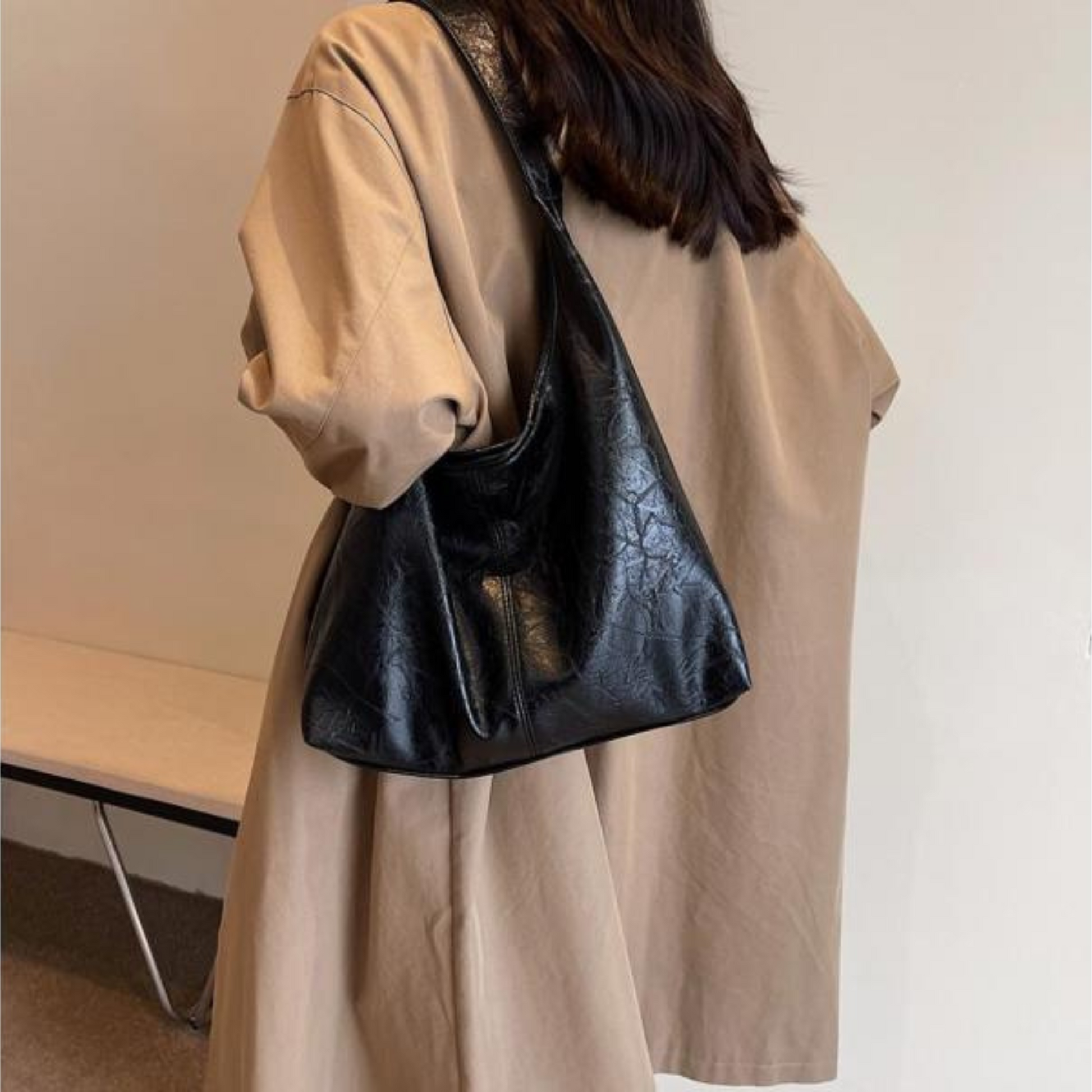 Borsa Hobo da donna in similpelle – Elegante borsa a tracolla
