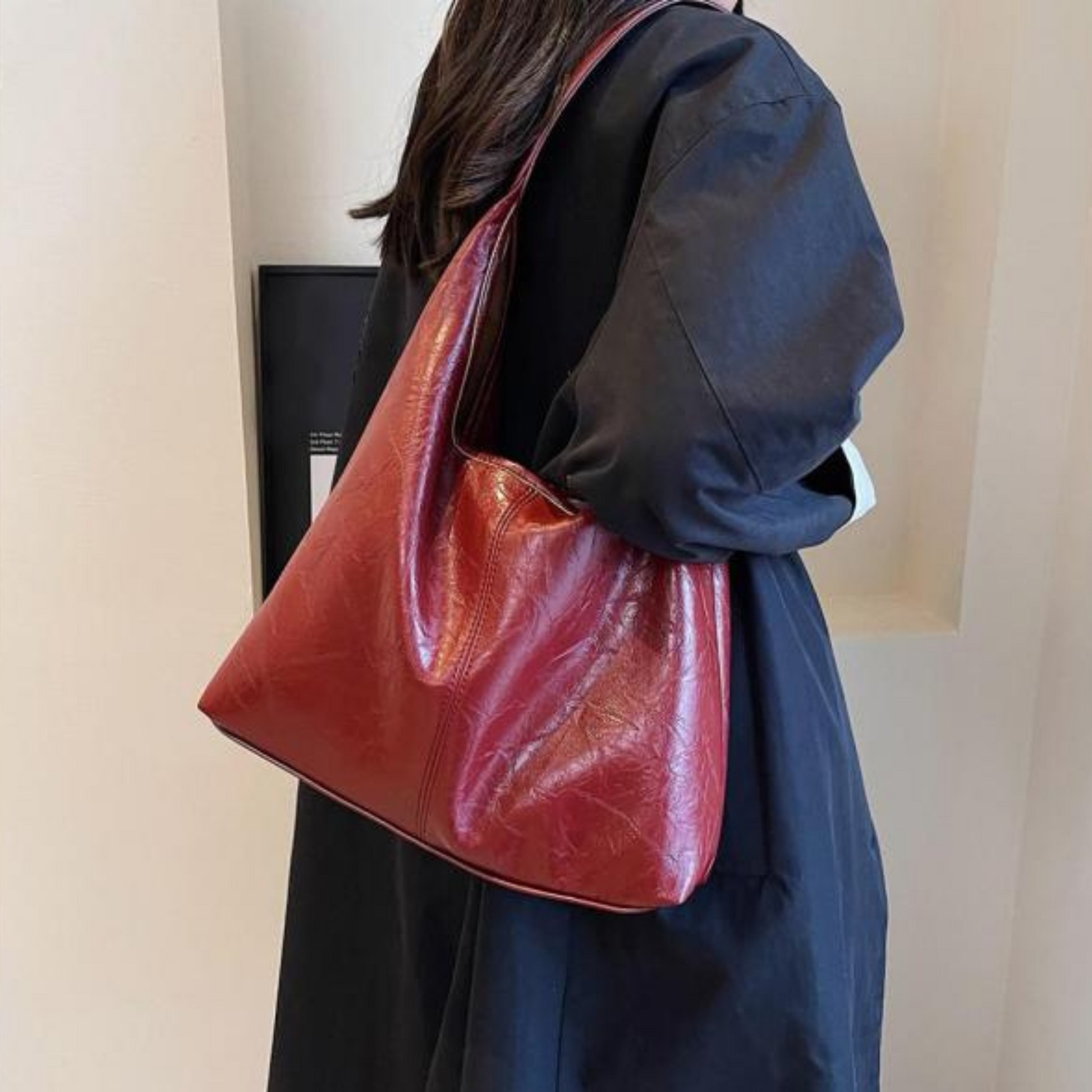 Borsa Hobo da donna in similpelle – Elegante borsa a tracolla