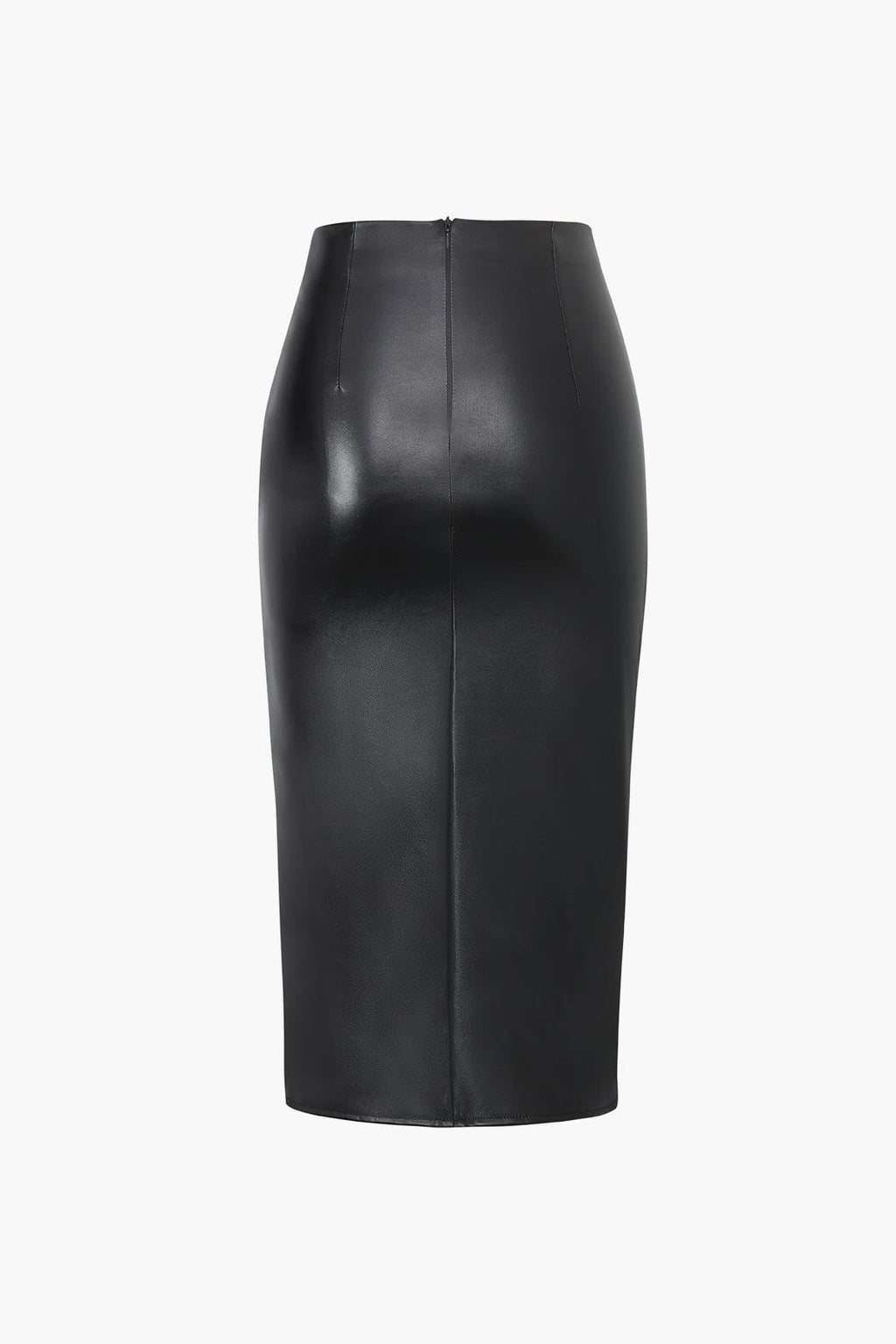Gonna midi in similpelle da donna – Elegante asimmetrica aderente con motivo intrecciato