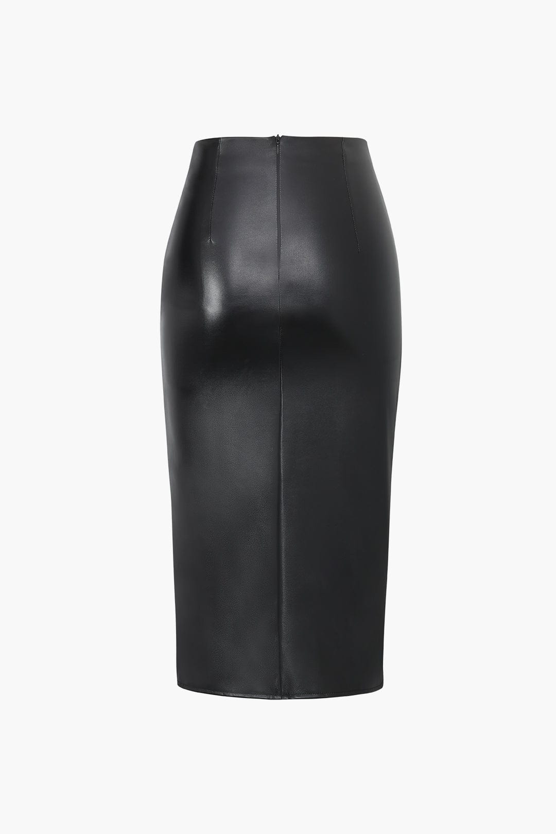 Gonna midi in similpelle da donna – Elegante asimmetrica aderente con motivo intrecciato