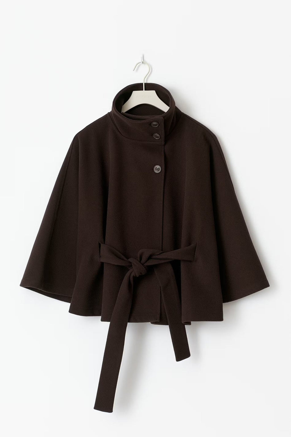 Elegante cappotto a mantella con collo alto per donna – Elegante cappotto con cintura