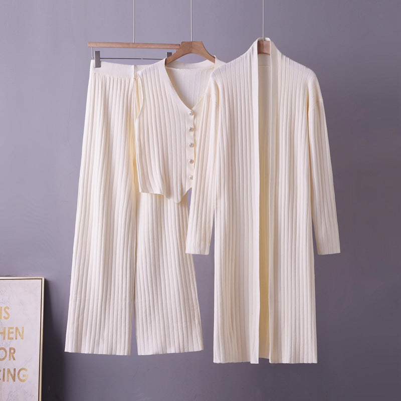 Conjunto de tres piezas para mujer: cárdigan, suéter y chaleco - Suave y coordinado
