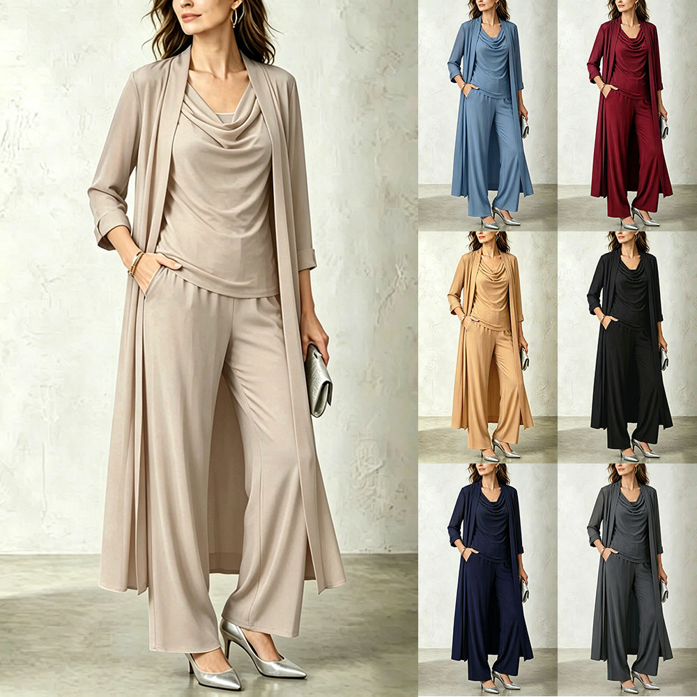 Set donna 3 pezzi con cardigan lungo e pantaloni