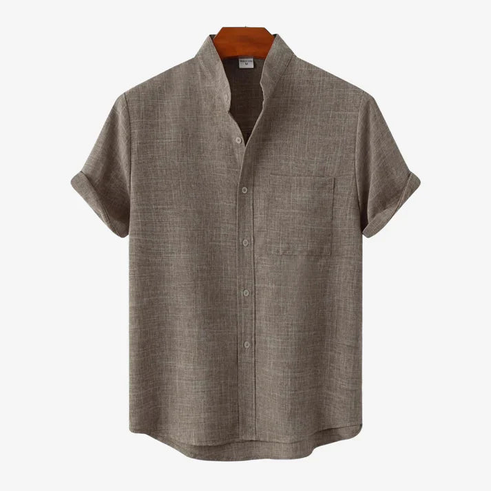 Camicia estiva da uomo in misto lino – leggera a maniche corte con bottoni