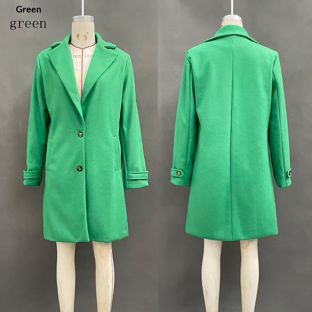 Midi-frakke til kvinder med revers – Retro og chic