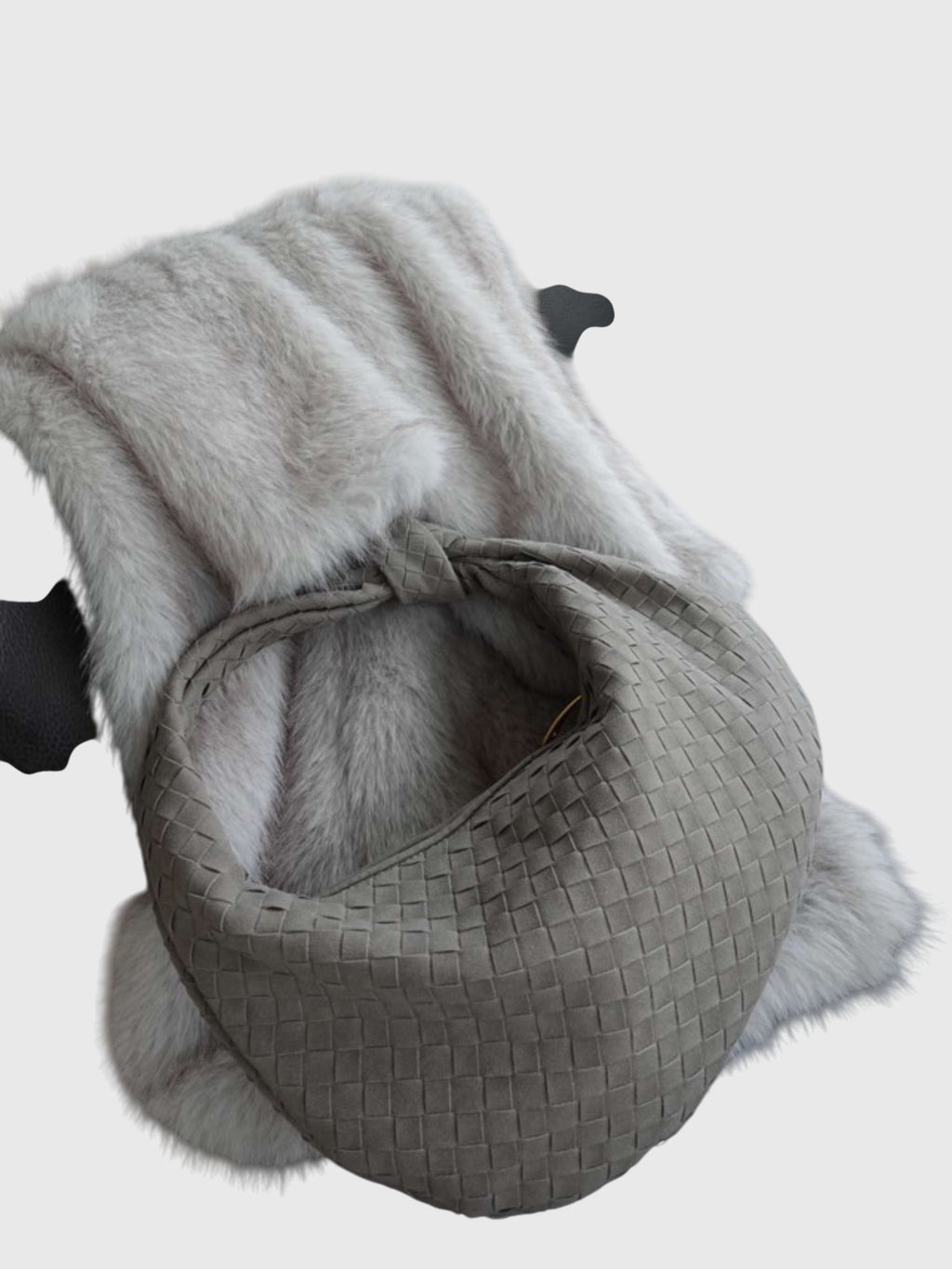 Borsa Donna Media in Suede Intrecciato – Stile Elegante con Nodo Quotidiano