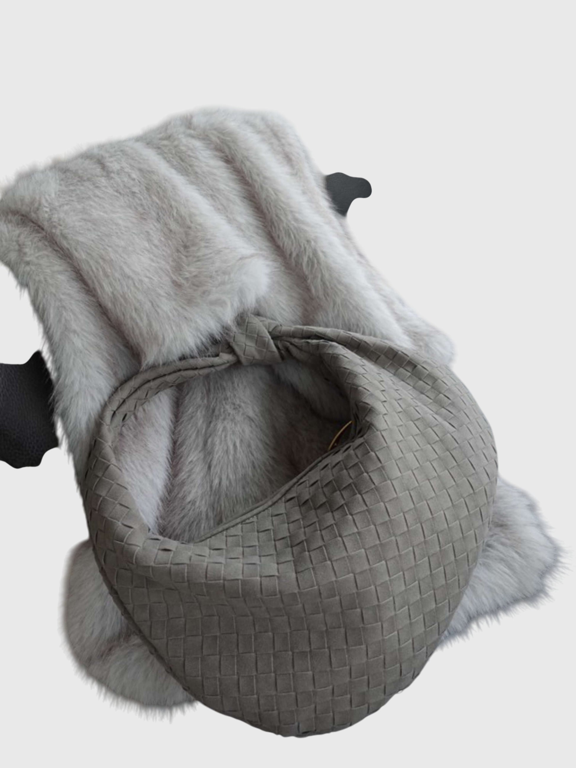 Borsa Donna Media in Suede Intrecciato – Stile Elegante con Nodo Quotidiano