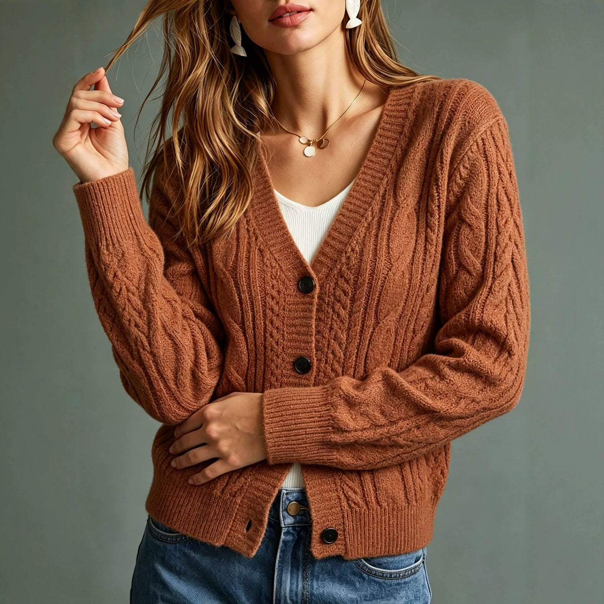 Cardigan trecce donna righe verticali - Vintage e morbido