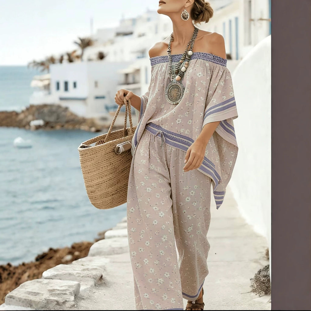 Set donna monospalla con pantaloni ampi a vita alta - Moderno e chic