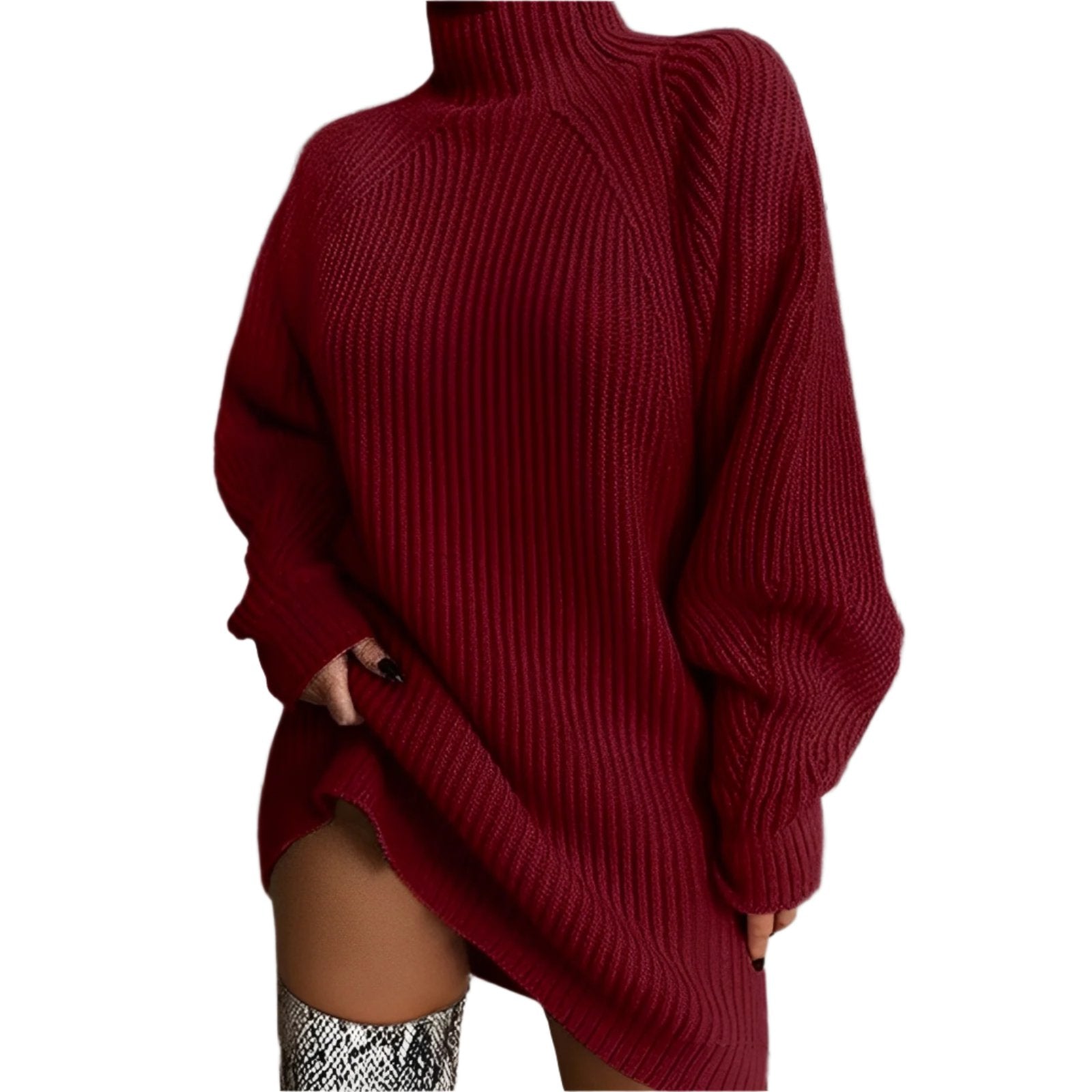 Abito maglione oversize a collo alto da donna