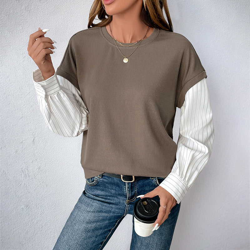 Maglione finto da donna in due pezzi con scollo rotondo e maniche lunghe | Perfetto per l'autunno