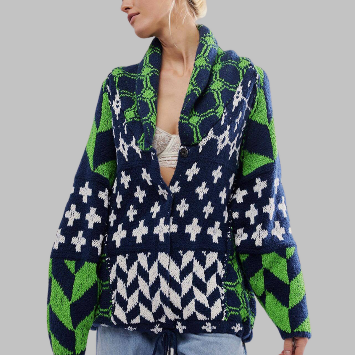 Cardigan lungo donna geometrico - Audace e colorato