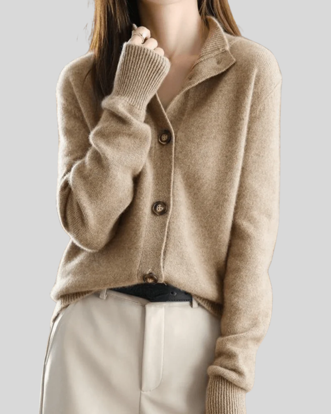 Cardigan da donna in misto lana – Maglia morbida con scollo a V e bottoni sul davanti