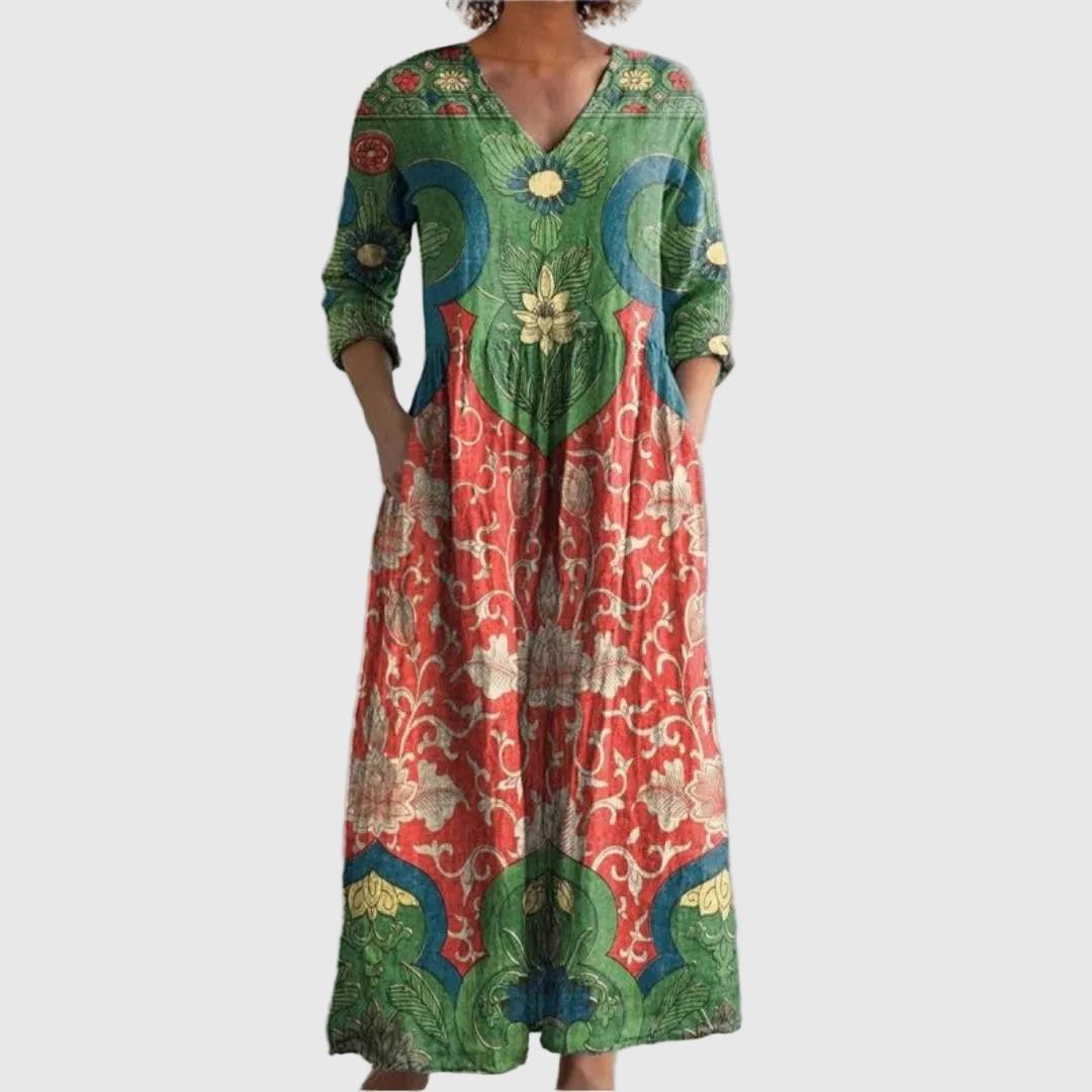 Abito maxi floreale vintage da donna - Fluido ed elegante