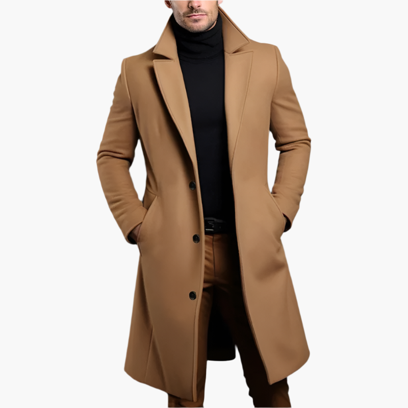 Cappotto classico monopetto da uomo in misto lana – Elegante trench invernale