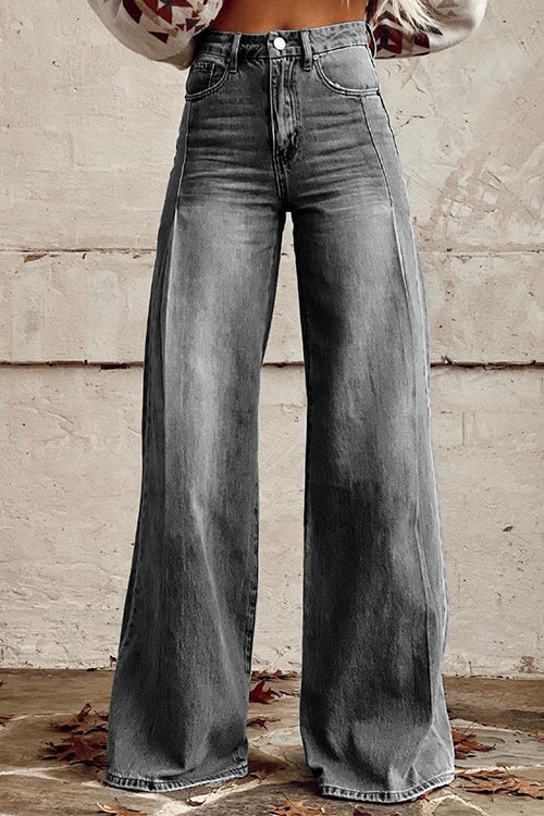 Pantaloni jeans da donna a gamba larga effetto consumato – Jeans casual ed eleganti