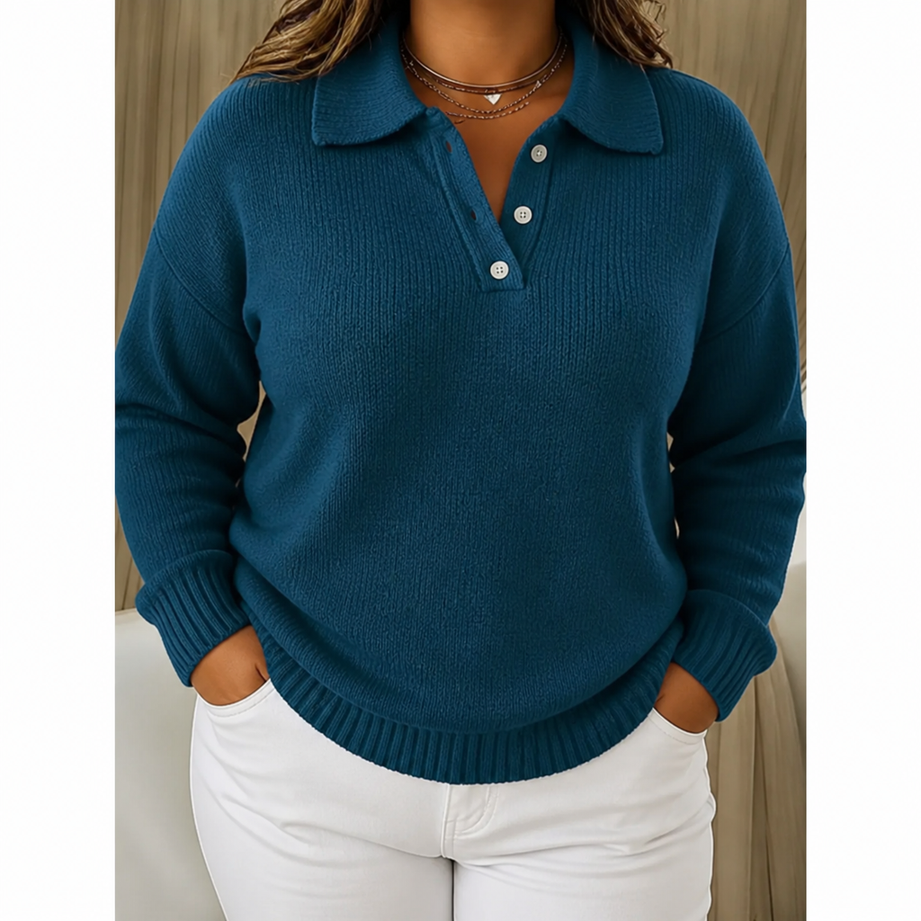 Maglione polo donna in maglia con bottoni - Morbido e pratico