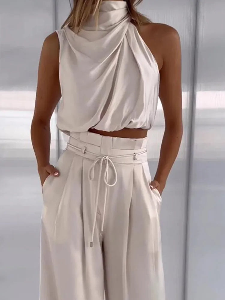 Completo estivo donna crop top + palazzo – coordinato chic da cerimonia