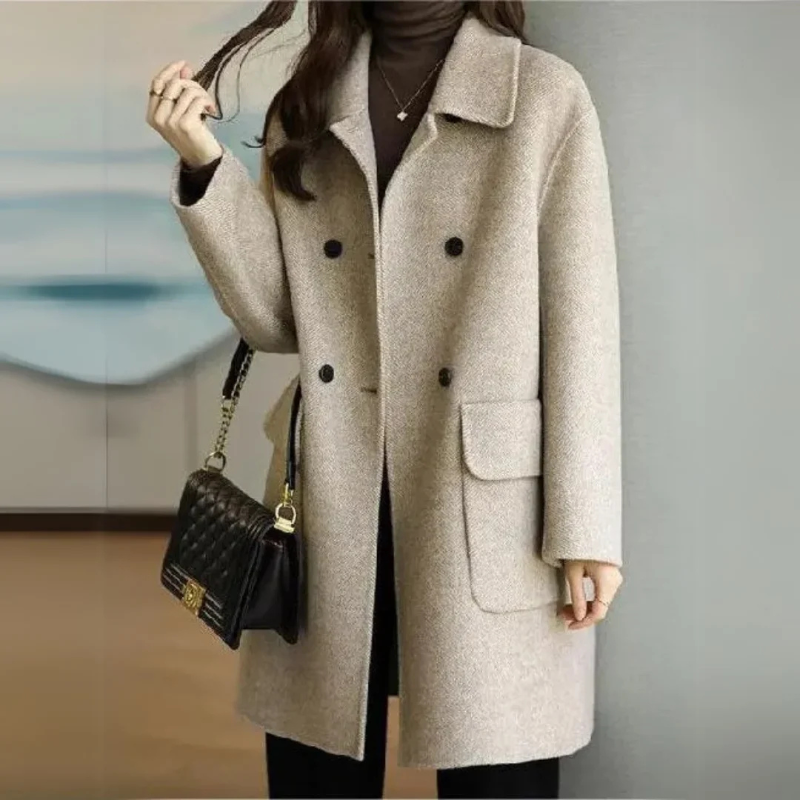Elegante cappotto doppiopetto da donna – Formato capospalla alla moda