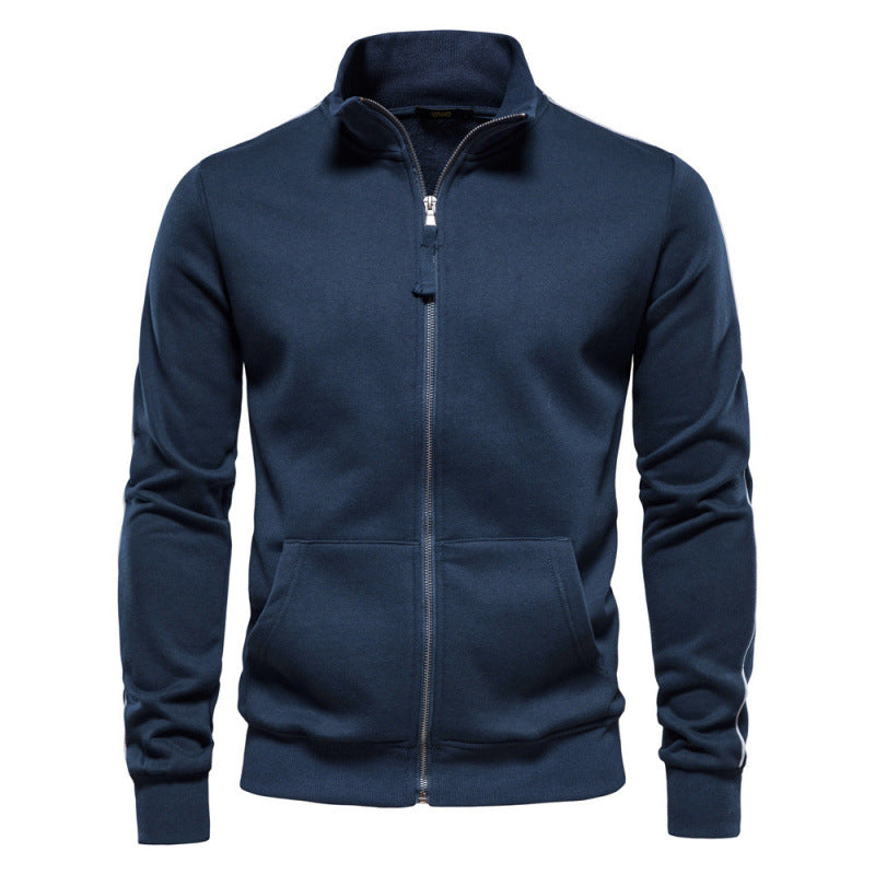 Felpa casual e calda da uomo – Giacca con collo alto cerniera e tasche