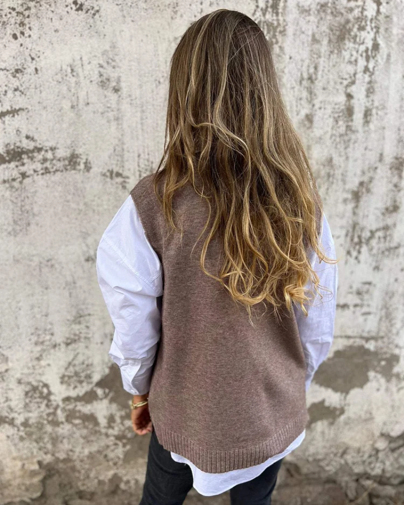 Gilet Maglia con Scollo a V da Donna - Comodo e Casual