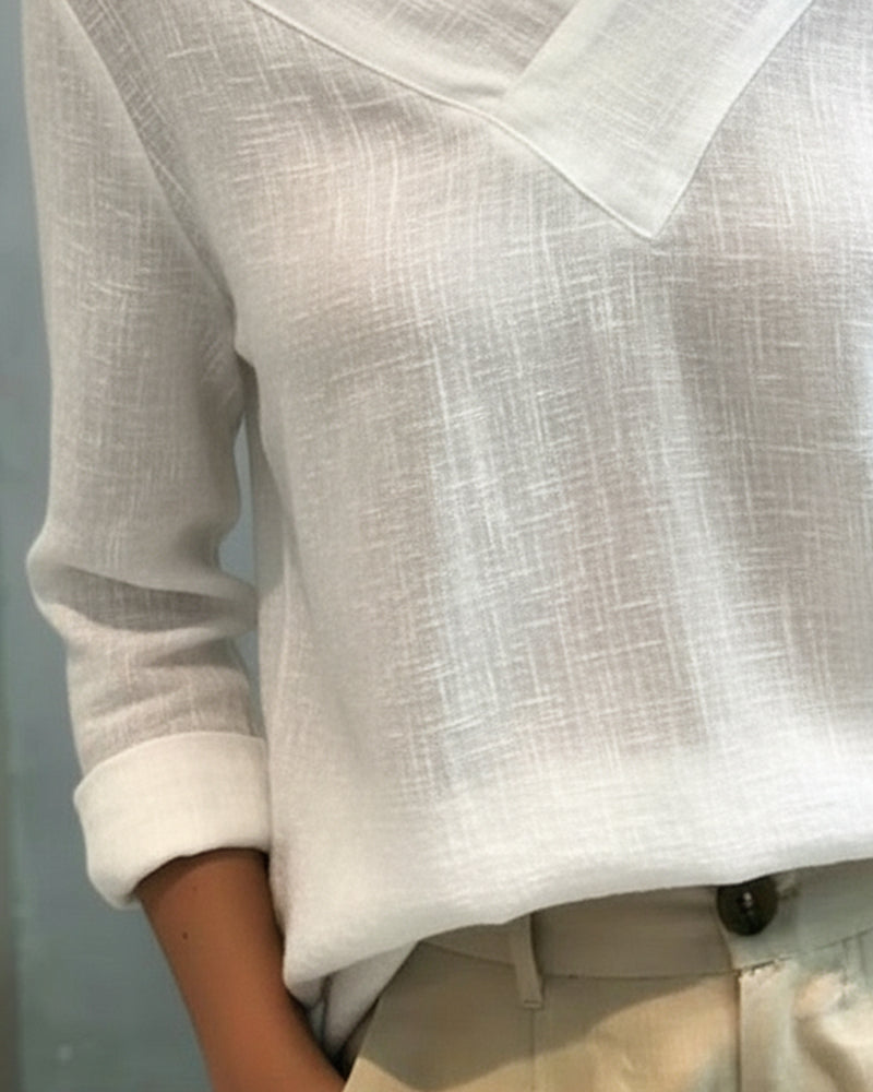 Top elegante da donna con scollo a V asimmetrico, perfetto per il lavoro e le feste