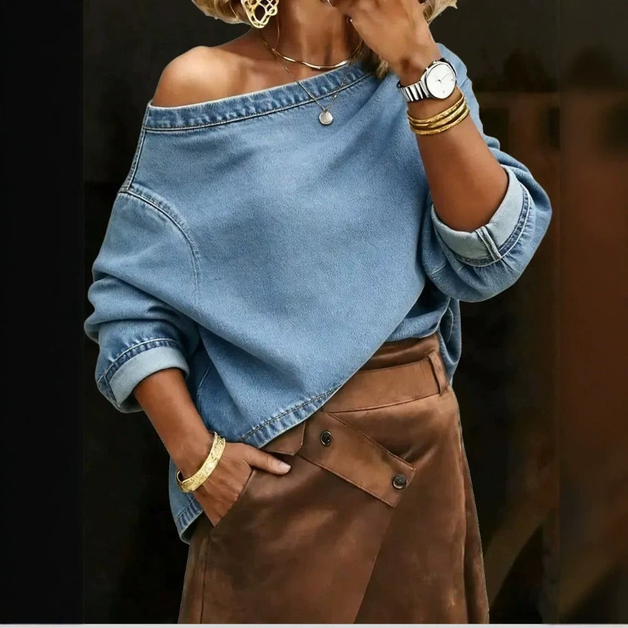 Camicia in denim donna a maniche lunghe - Casual e versatile